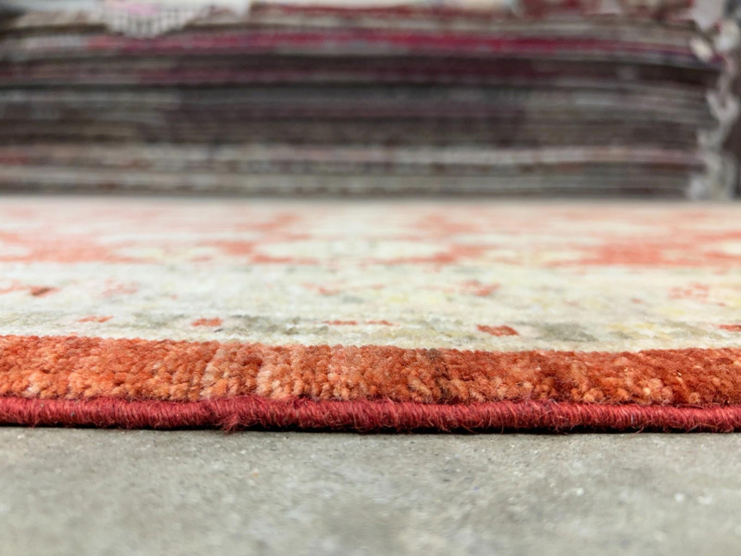 4'x5'9" Hand-knotted Wool All-Over Area Rug - Handmade Carpet Red 4x6