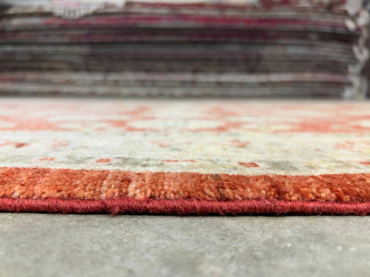 4'x5'9" Hand-knotted Wool All-Over Area Rug - Handmade Carpet Red 4x6