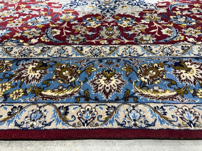 3’7”x5’3” Hand-Knotted Fine Wool & Silk Isfahane  Area Rug - Handmade Carpet 3x5