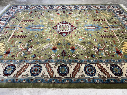 8'10"x11'10" Handmade 100% Wool IndoHeriz Rug