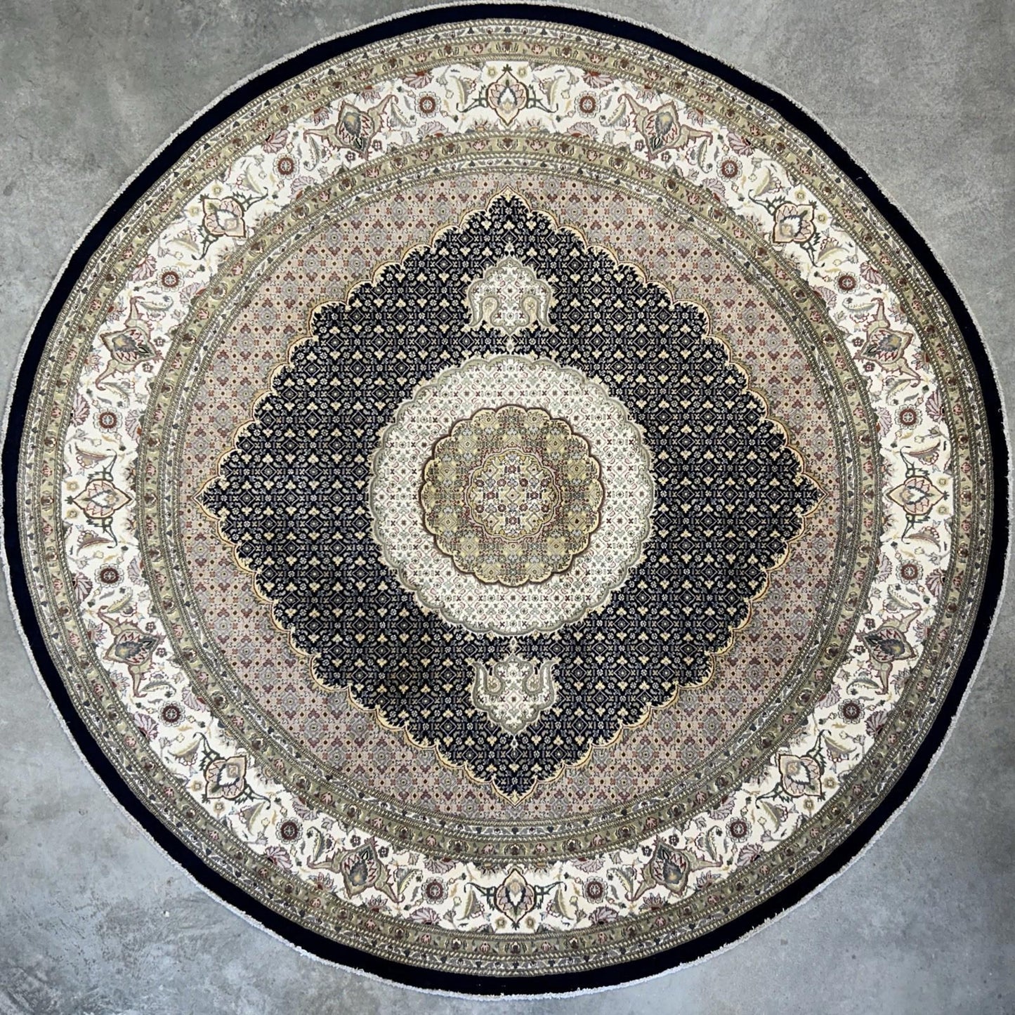 8’ Diameter Hand-knotted Wool Round Area Rug - Handmade Carpet 8x8 Blue