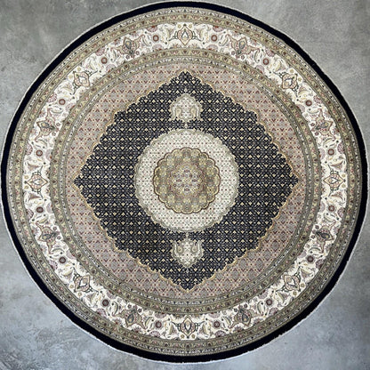 8’ Diameter Hand-knotted Wool Round Area Rug - Handmade Carpet 8x8 Blue