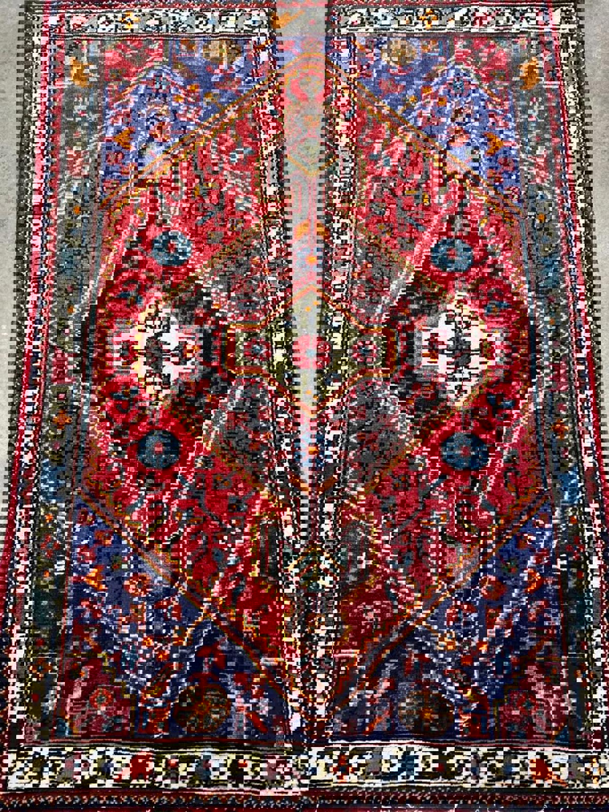 2'10"x4'2" Hand-Knotted Wool Hamadan Persian Rug