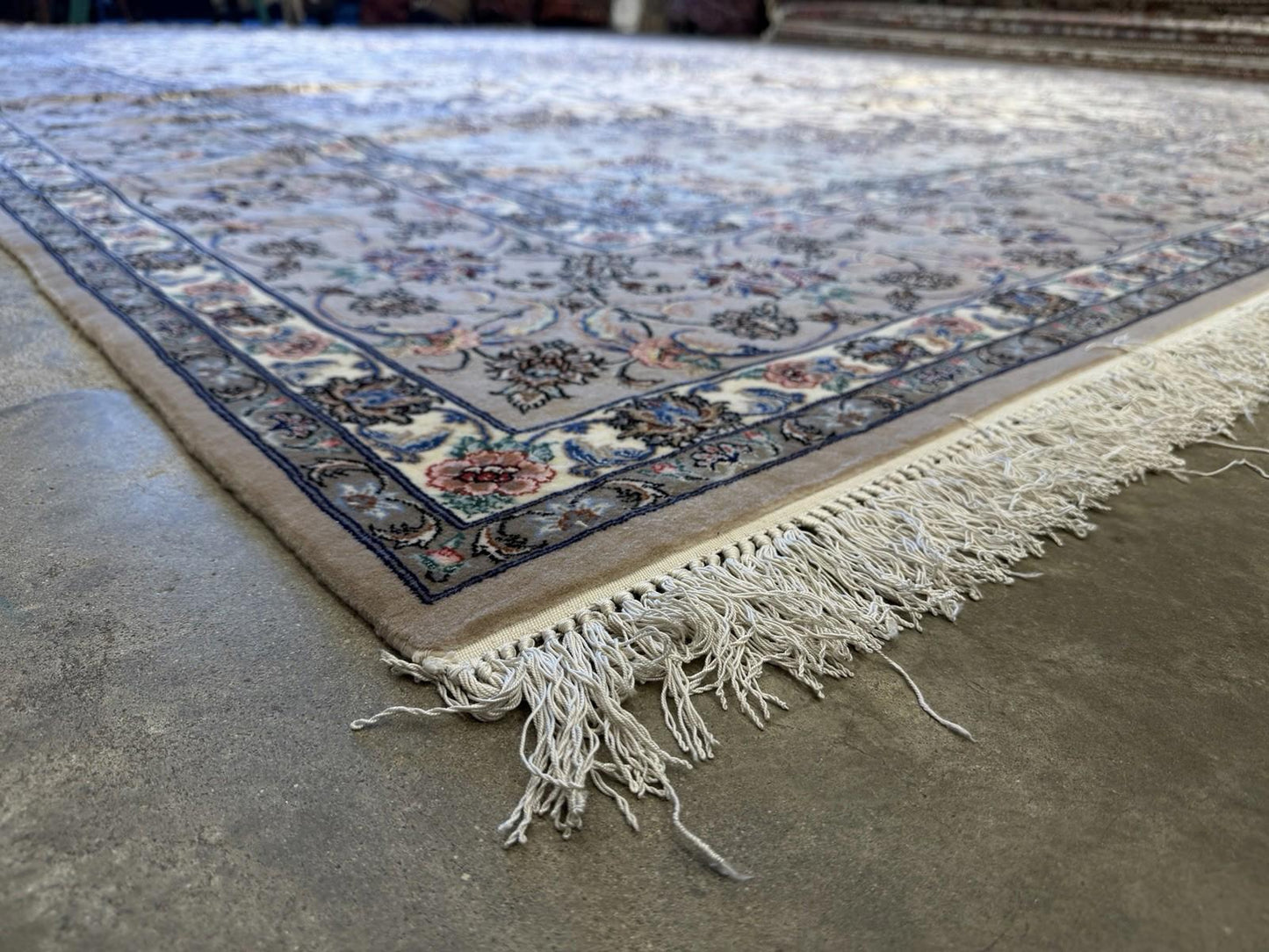 11’7”x16’6” Palace Size Hand-Knotted Wool & Silk Isfahane Area Rug 11x16