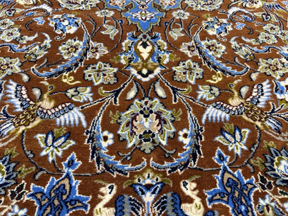 6’10”x9’10” Hand-Knotted  Fine Wool & Silk Isfahane  Area Rug - Medallion Carpet