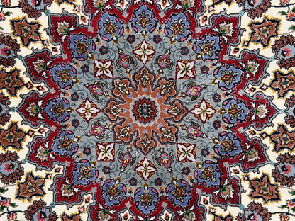 Hand-Knotted 50 Raj Persian Tabriz Rug - 6'9"x9'9"