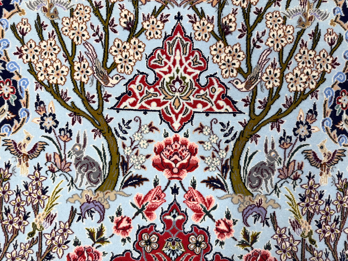 Hand-Knotted Pictorial Persian Isfahan Rug - 3’7”x5’7”