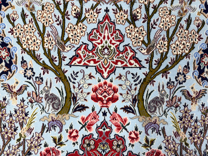 Hand-Knotted Pictorial Persian Isfahan Rug - 3’7”x5’7”