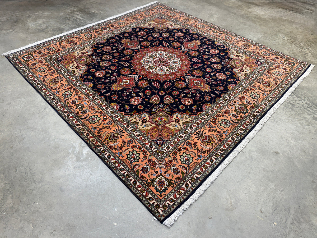 Hand-Knotted 60 Raj Persian Tabriz Rug - 6'5"x6'7"