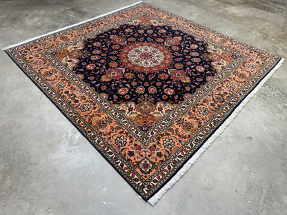 Hand-Knotted 60 Raj Persian Tabriz Rug - 6'5"x6'7"