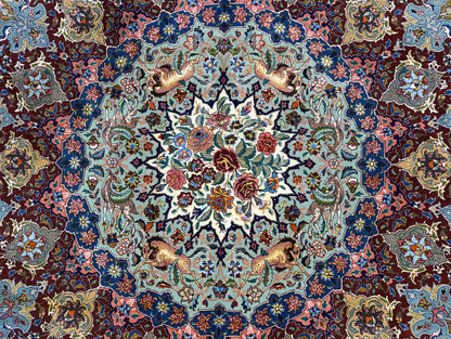 11’7”x17’2” Very Fine Hand-Knotted Signed Persian Tabriz Pictorial Area Rug