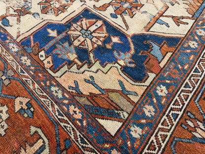 Hand-Knotted Antique Persian Heriz Serapi Rug - 10’5”x12’8”