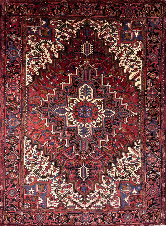 Hand-Knotted Persian Heriz Rug - 7’3”x9’9”