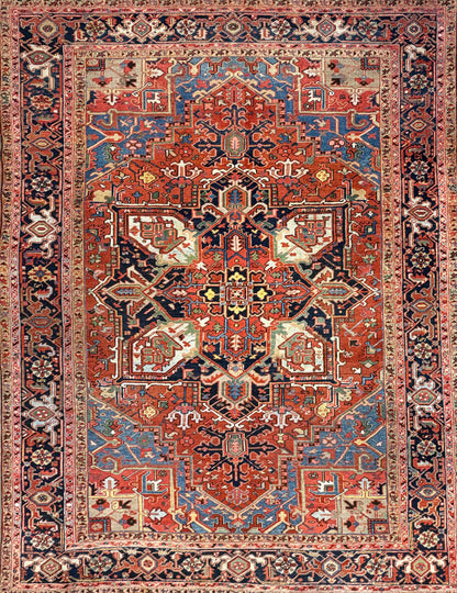 Hand-Knotted Persian Heriz Serapi Rug - 8’1”x10’5”