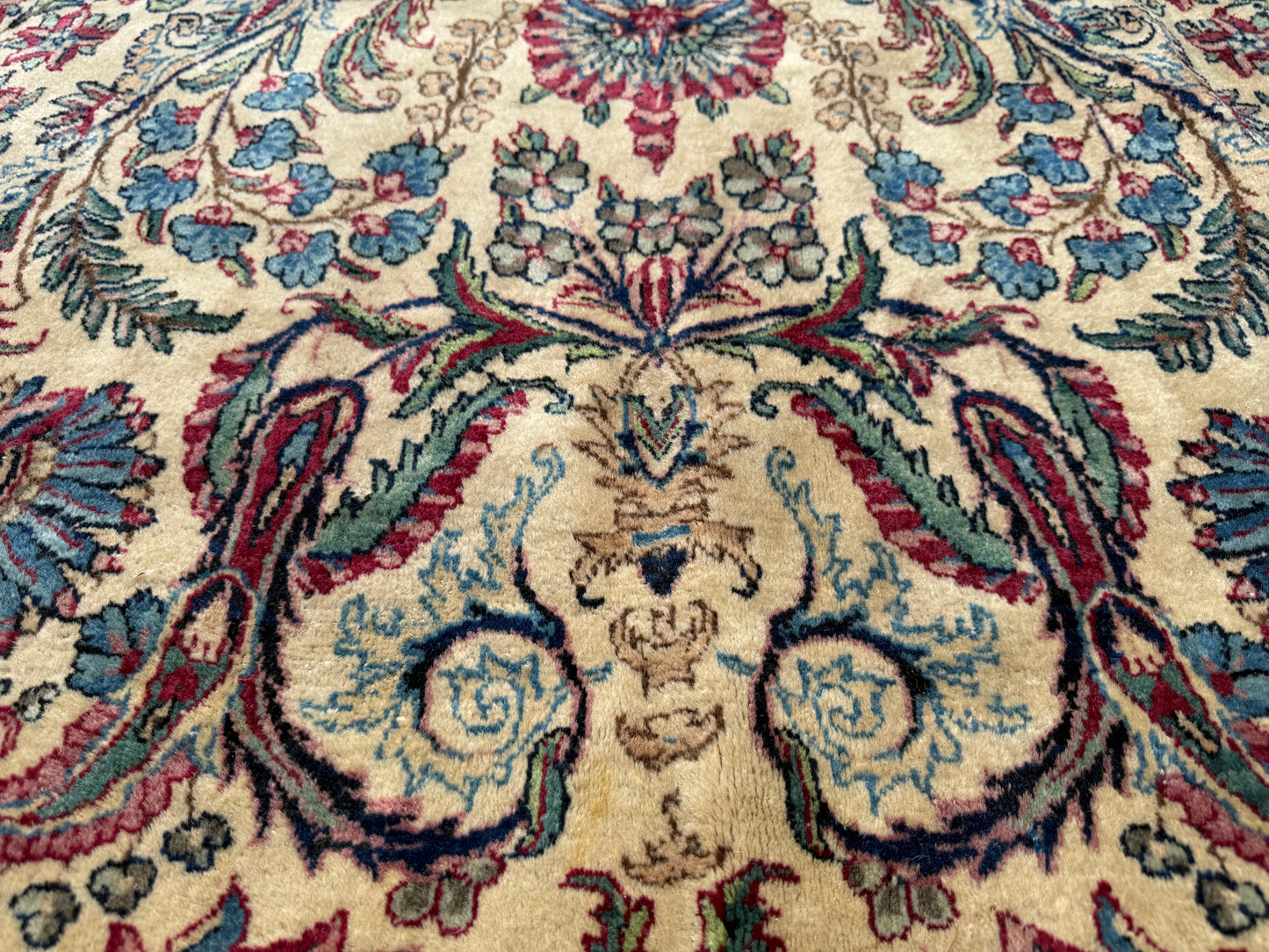 Hand-Knotted 60 Raj Persian Lavar Kerman Rug (As-Is)- 13’10”x19’11”