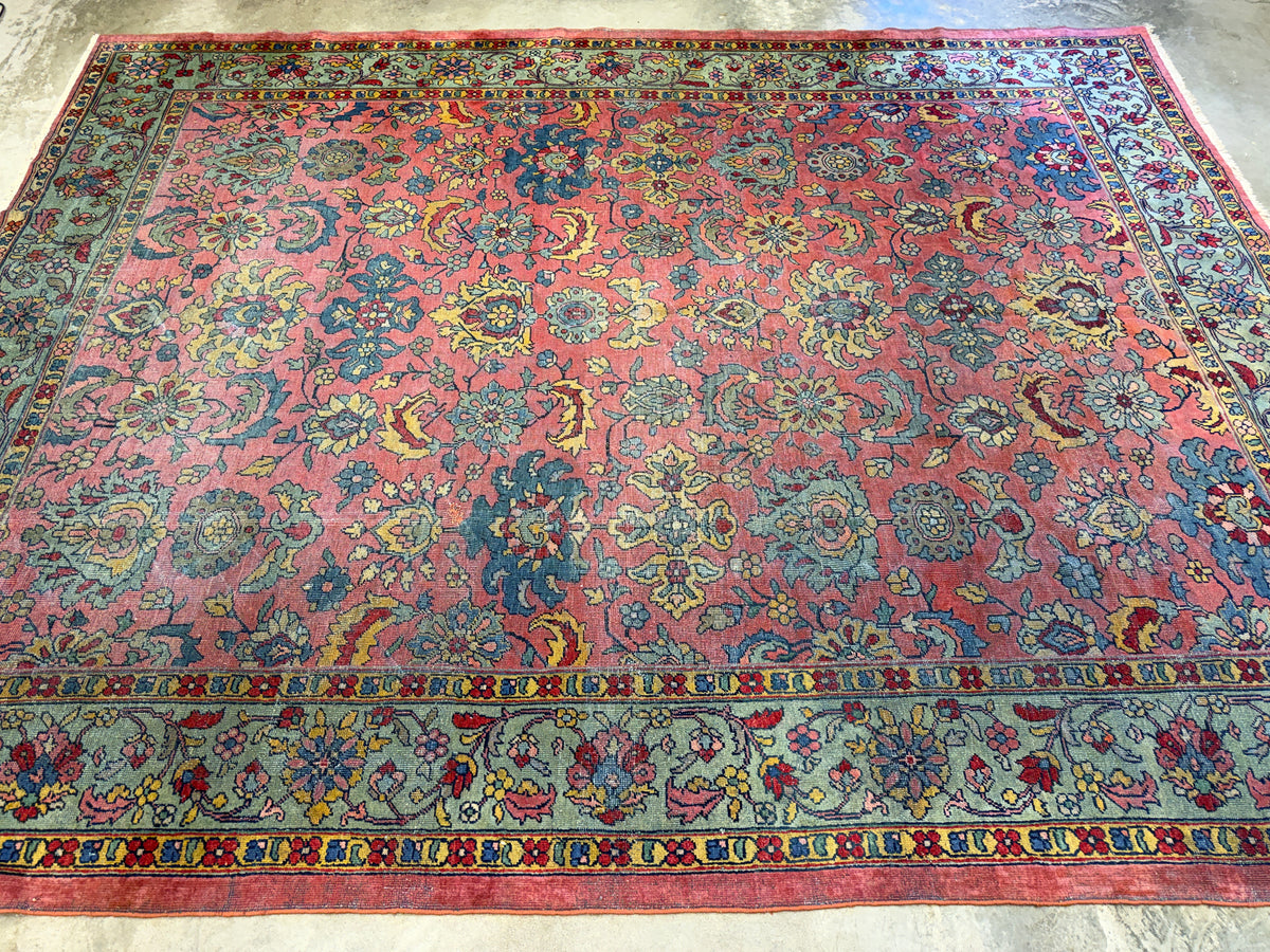 Antique Hand-Knotted Persian Tabriz Rug - 9’x11’7”