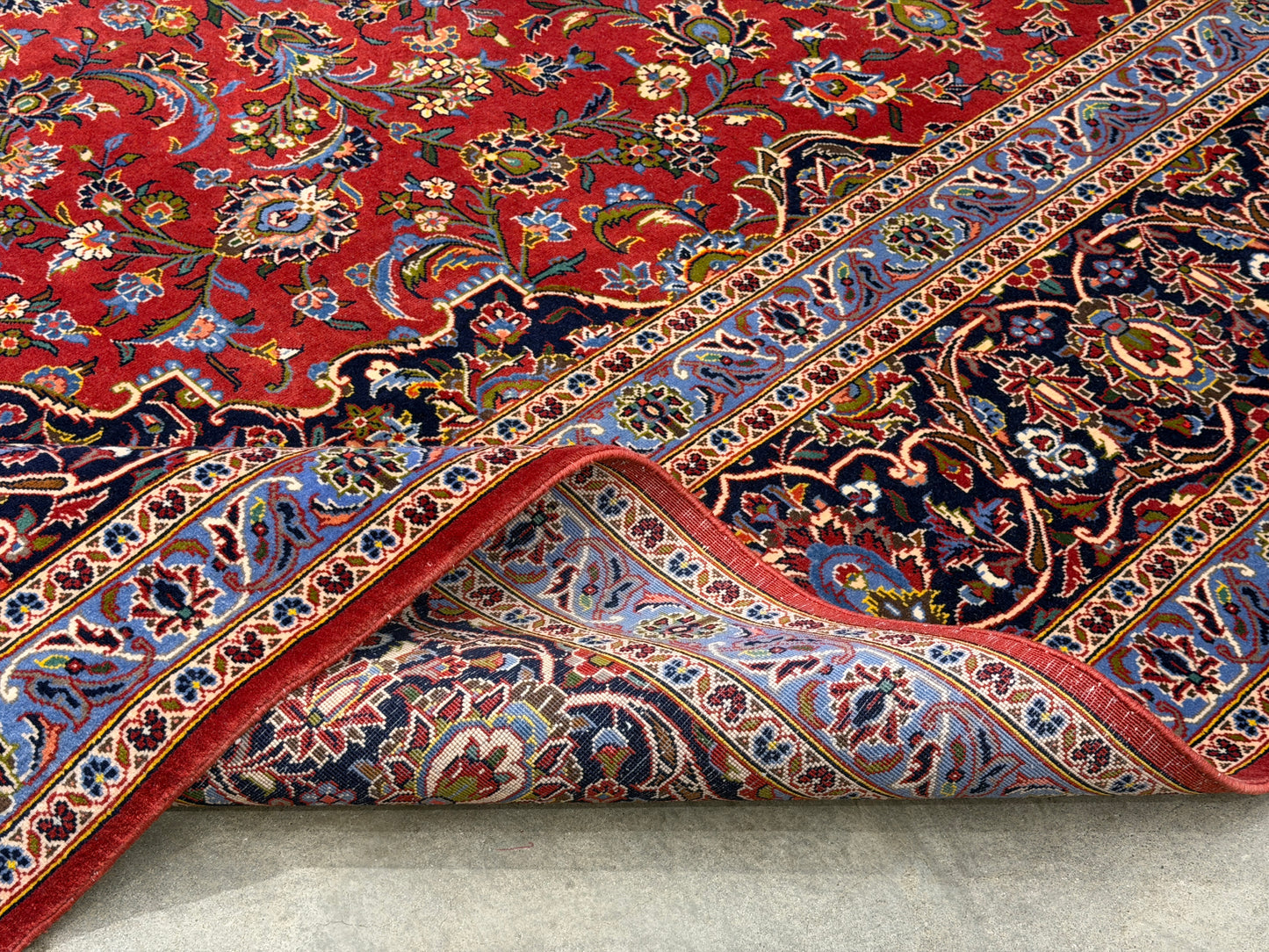 9’11”x13’ Hand-Knotted Signed Persian Kashan Area Rug