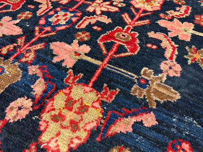 3’6”x4’11” Antique Hand-Knotted Wool Hamadan Persian Rug 3x5 Floral Handmade Carpet