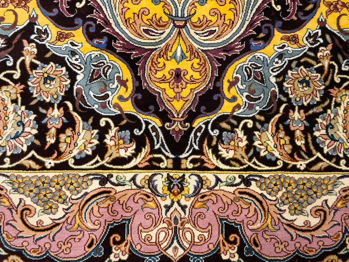 Luxurious Hand-Knotted 100% Silk Persian Qum Rug - Signed Shirazi - 6'9"x10'2"