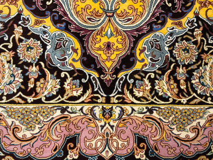 Luxurious Hand-Knotted 100% Silk Persian Qum Rug - Signed Shirazi - 6'9"x10'2"