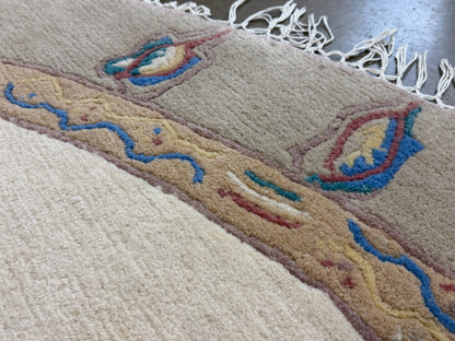 8’ Diameter Hand-Knotted Wool Indian Round Gabbeh Rug - 8x8 Handmade Carpet