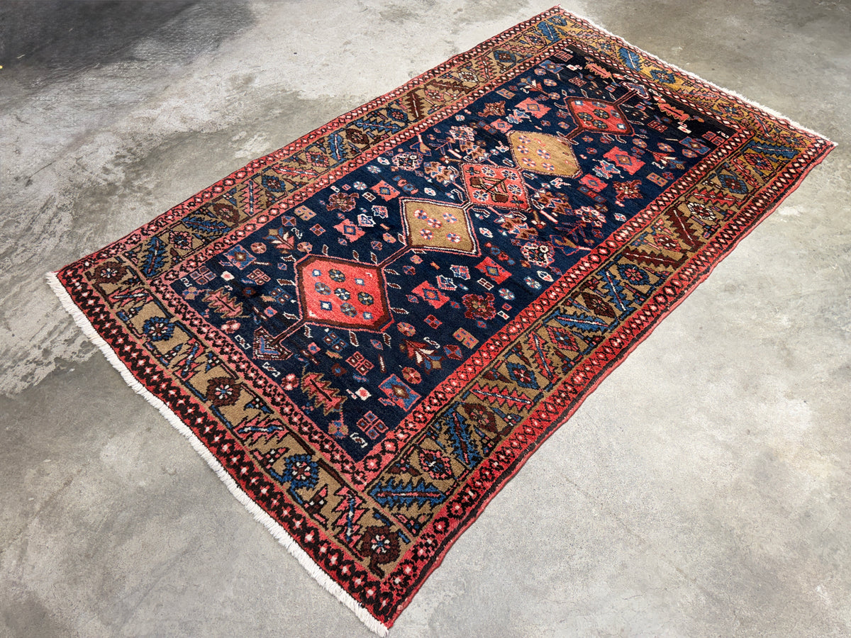 Hand-Knotted Persian Hamadan Rug - 3’10”x6’8”