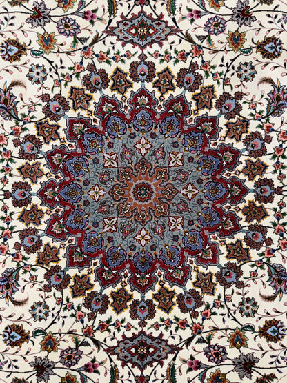 Hand-Knotted 50 Raj Persian Tabriz Rug - 6'9"x9'9"