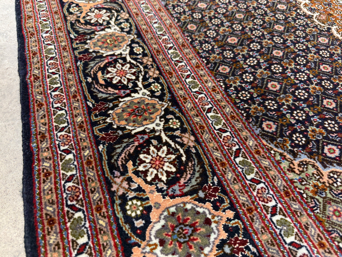 Hand-Knotted Persian Tabriz Mahi Rug - 5'x6'7"