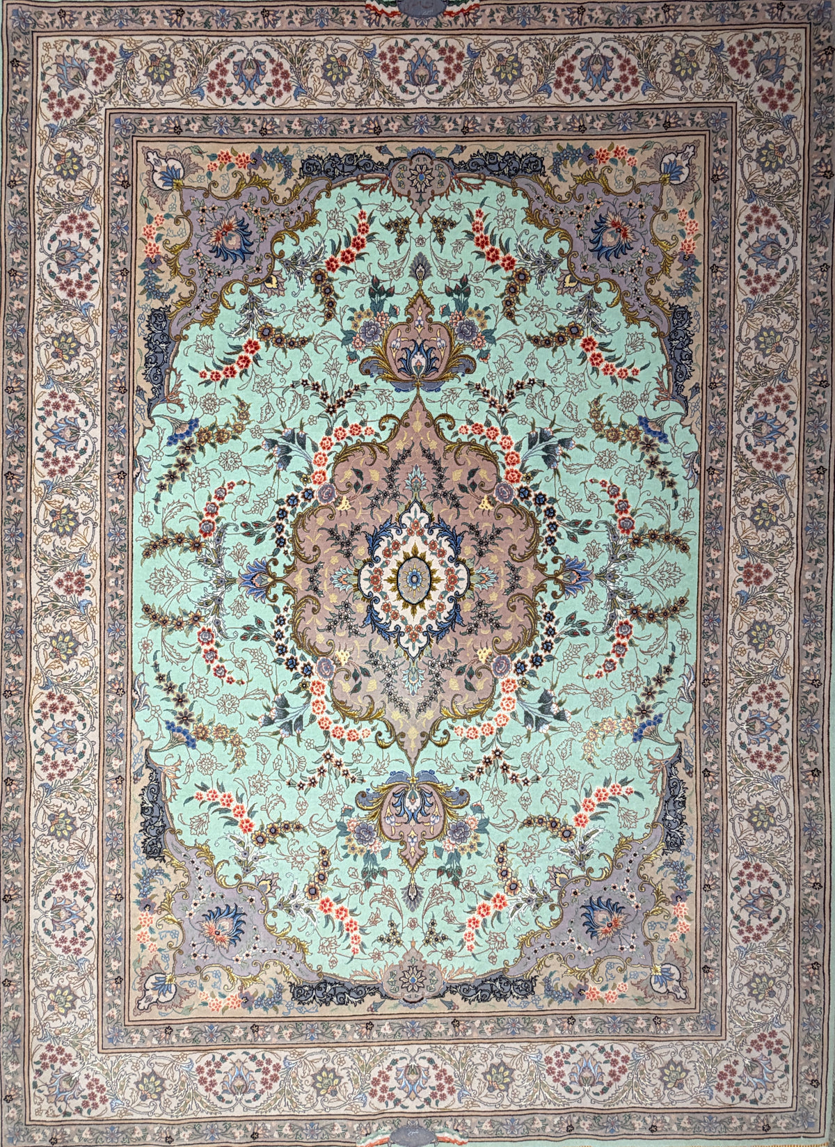 Hand-Knotted 80 Raj Persian Tabriz Rug - 4'10"x7'