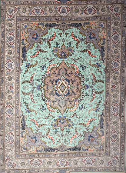 Hand-Knotted 80 Raj Persian Tabriz Rug - 4'10"x7'