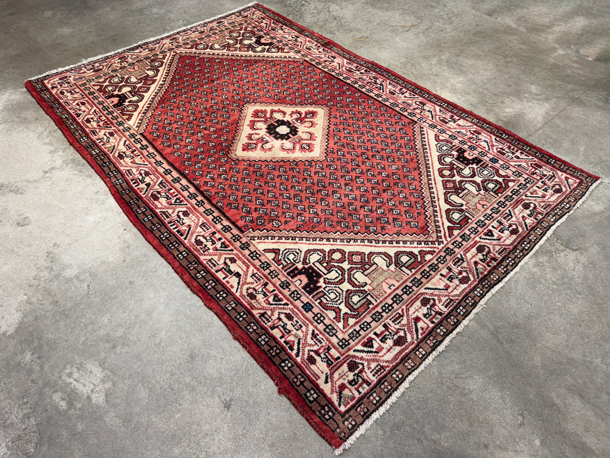Hand-Knotted Persian Hamadan Rug - 4’5”x6’6”