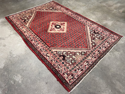Hand-Knotted Persian Hamadan Rug - 4’5”x6’6”