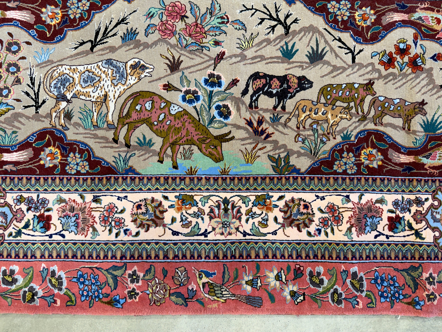 11’7”x17’2” Very Fine Hand-Knotted Signed Persian Tabriz Pictorial Area Rug