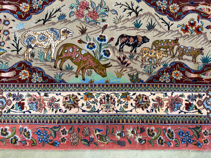 11’7”x17’2” Very Fine Hand-Knotted Signed Persian Tabriz Pictorial Area Rug