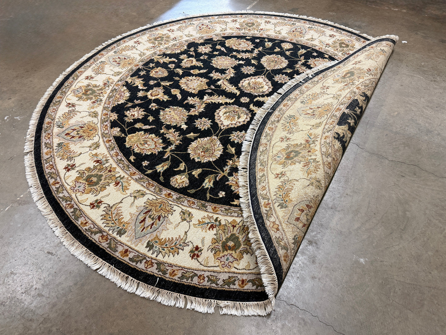 8’ Diameter Hand-Knotted Wool Indian Round Oriental Rug - 8x8 Handmade Carpet