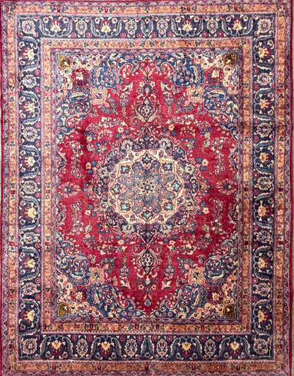 Hand-Knotted Wool Mashad Rug - 9’7”x12’5”