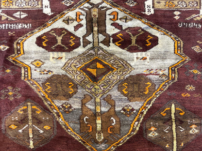 4’6”x12’9” Hand-Knotted Wool Russian Signed Kazak Runner