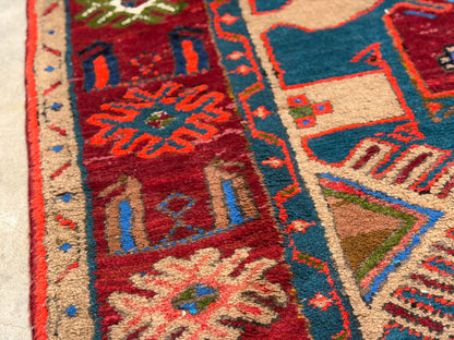 Hand-Knotted Persian Hamadan Rug - 4’2”x6’4”