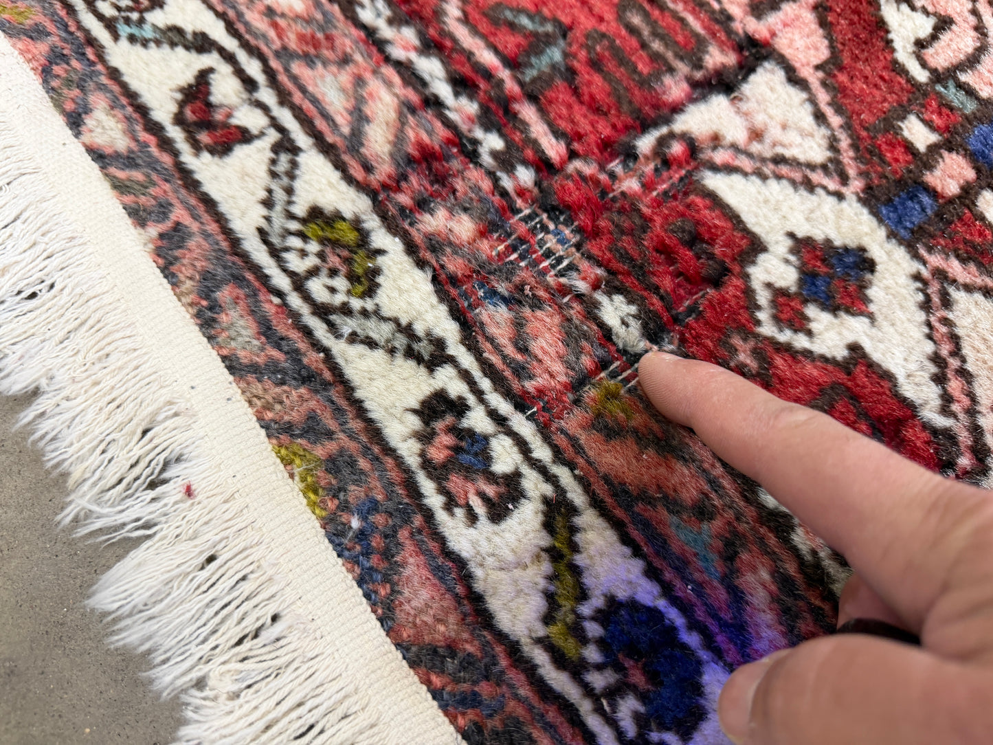 3’10”x10’10” Antique Hand-Knotted Wool Heriz Persian Runner 3x10 Handmade Red Rug