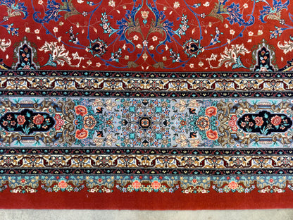9’8”x13’3” Very Fine Hand-Knotted Persian Tabriz 80 Raj Signed Emad Fakher Area Rug