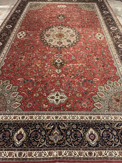 13’3”x20’2” Hand-Knotted 55 Raj Persian Tabriz Rug