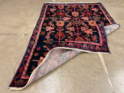 3’6”x4’11” Antique Hand-Knotted Wool Hamadan Persian Rug 3x5 Floral Handmade Carpet