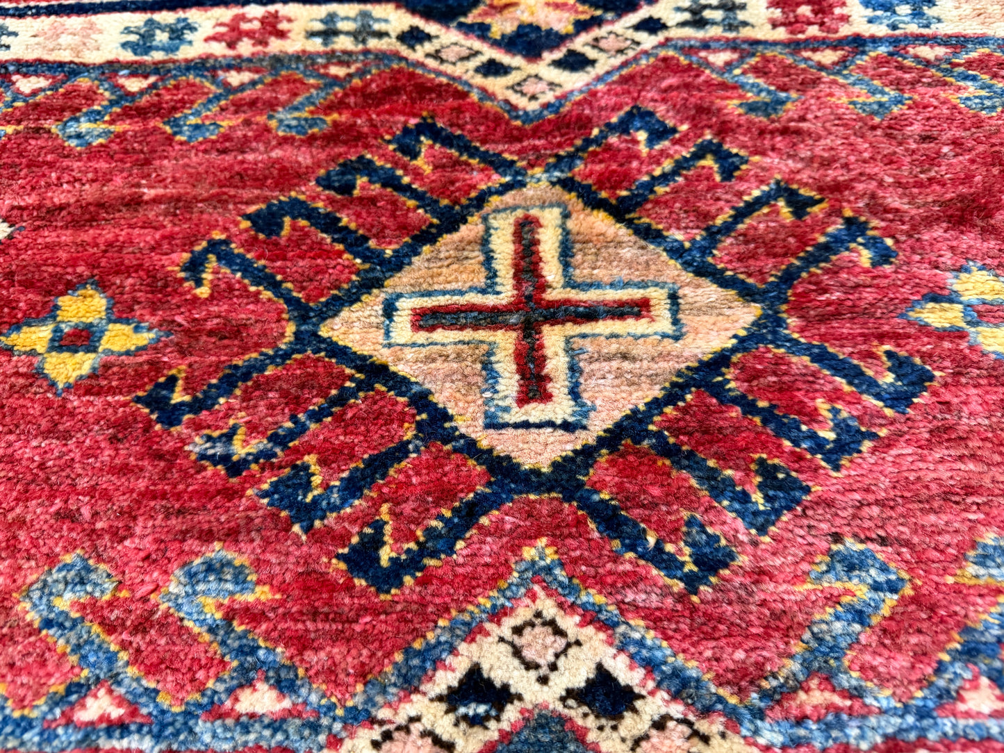 11’x12’3” Hand-Knotted Wool Kazak Area Rug
