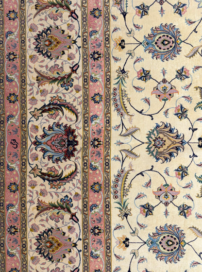 9’9”x13’4” Very Fine Hand-Knotted Persian Tabriz 80 Raj Signed Area Rug