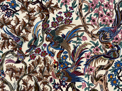 Hand-Knotted Persian Isfahan Rug -Garden of Birds- 3’8”x5’6”