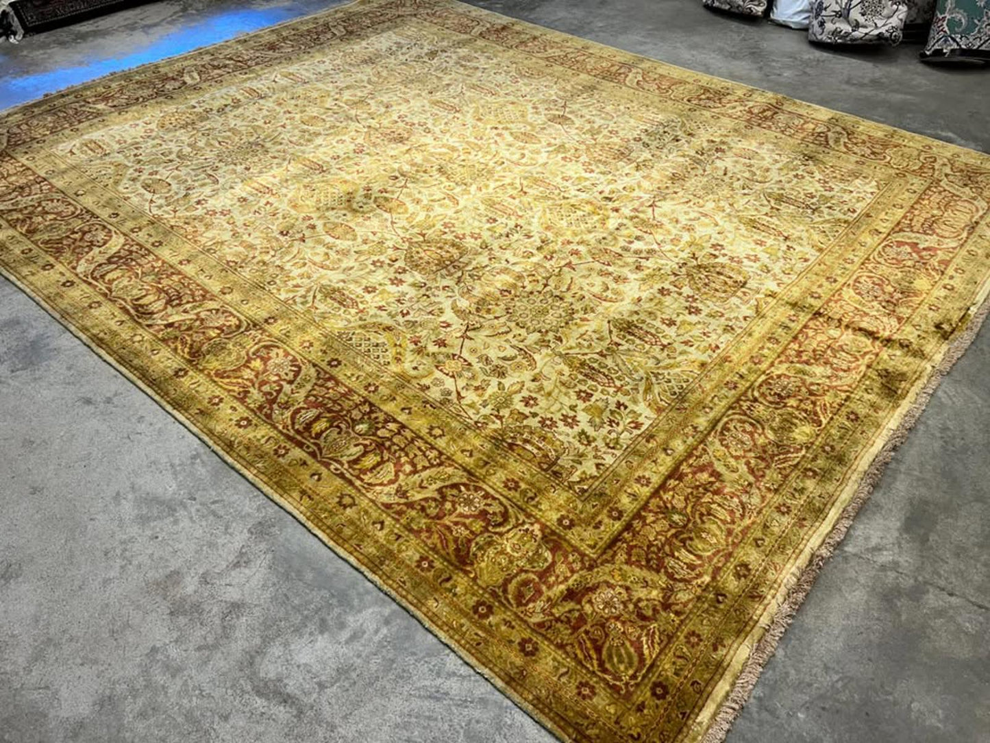 9'x11'9" Handmade 100% Wool All-over Indian Rug