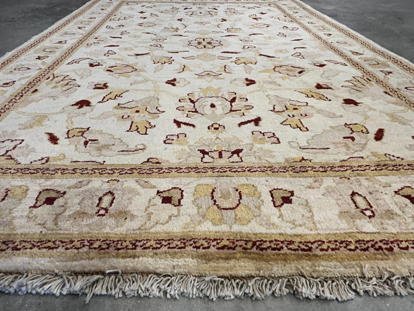 4'3"x6'1" Hand-knotted Wool All-Over Area Rug - Handmade Carpet Beige 4x6