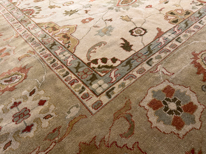 13’1”x16’2” Hand-Knotted Wool Oushak Area Rug Handmade All-over Carpet