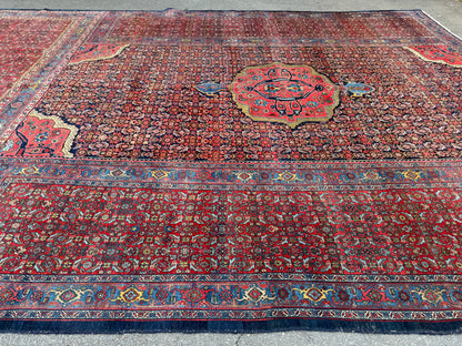 12’10”x20’3” Rare Palace Size Hand-Knotted Triclinium Bidjar Persian Area Rug