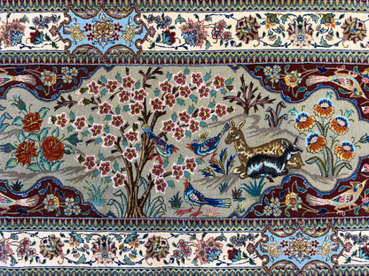 11’7”x17’2” Very Fine Hand-Knotted Signed Persian Tabriz Pictorial Area Rug